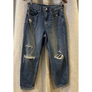 GAP Womens Barrel High Rise Jeans Medium Wash Sz 27/4R Trendy Everyday Basics